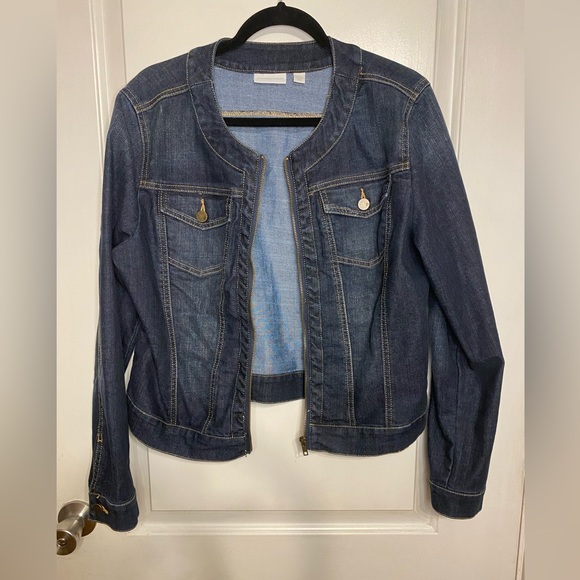 New York & Company Jackets & Blazers - New York & Company Women's Blue Jean Zip Jacket Size Large